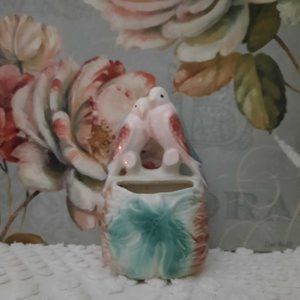 Vintage handmade Love Birds Wall Pocket